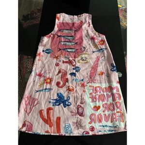 Sleeveless Dress Pink Ocean Sea Life Print‎ A-Line Summer Casual Women o2